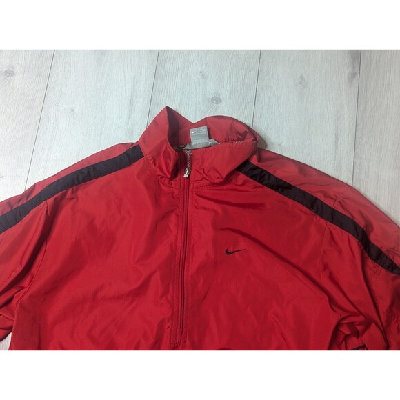 Vintage Nike Windbreaker Pullover Red 1/4 Q Zip Jacket Adult Large Vented 90's - Picture 2 of 11